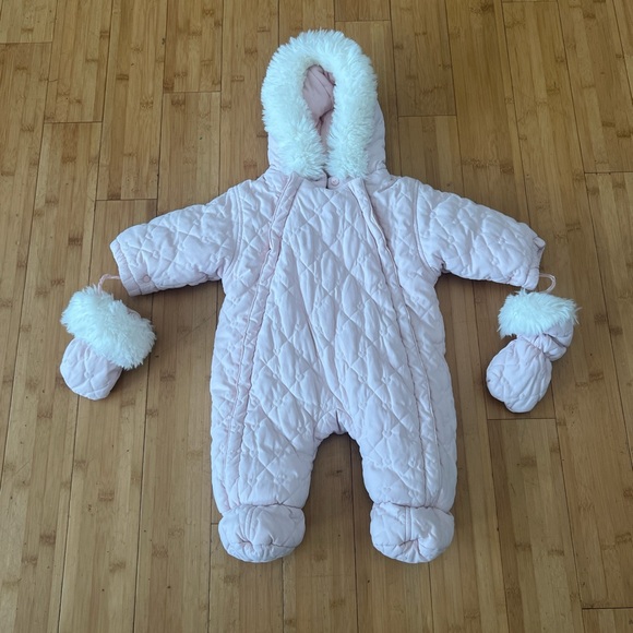 Absorba Pink and White Bodysuit with Quilted Design - Picture 1 of 2